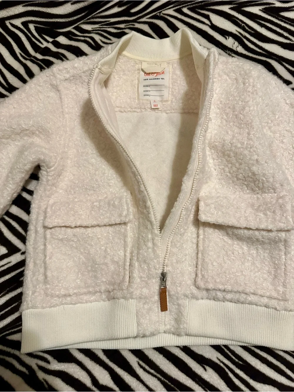 Cat & Jack faux, Sherling, aviator jacket, cream size medium NEW